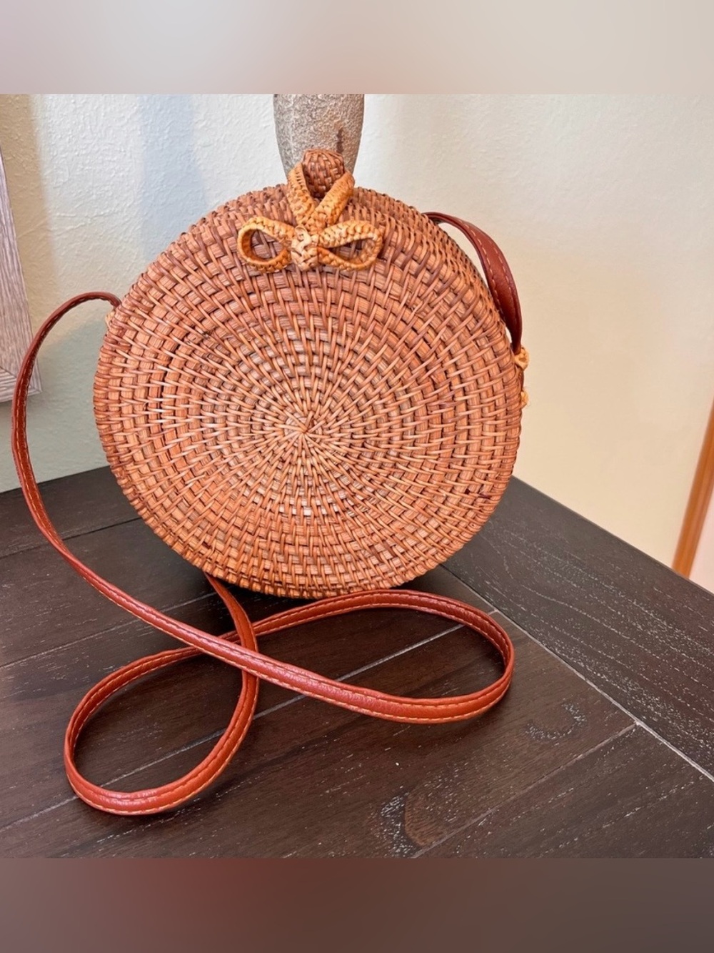 Woven Rattan Crossbody (Bali) Bag Round NWOT